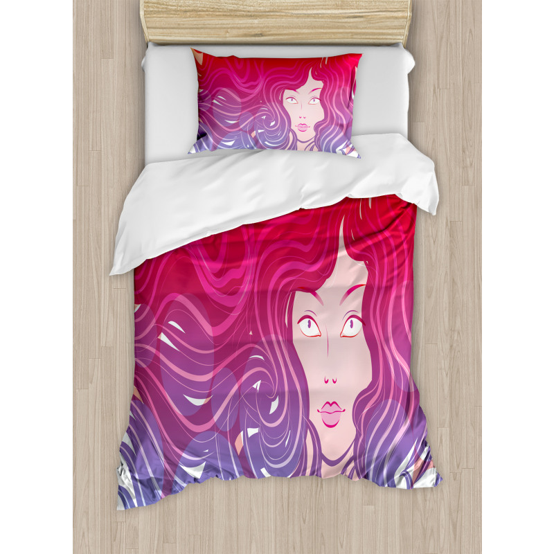 Little Mermaid Face Hair Duvet Cover Set