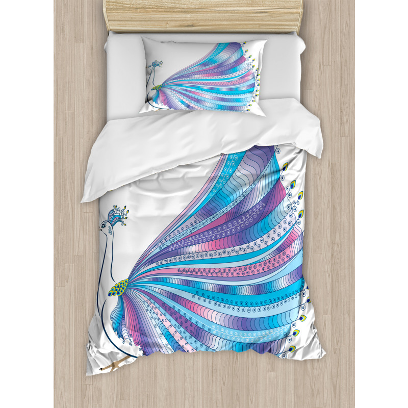 Stylized Peacock Feather Duvet Cover Set