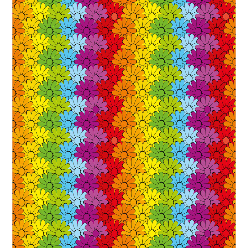 Rainbow Colored Flowers Duvet Cover Set