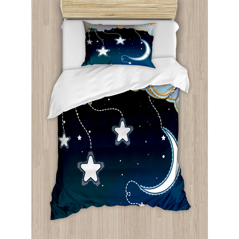 Clouds Stars and Moon Duvet Cover Set