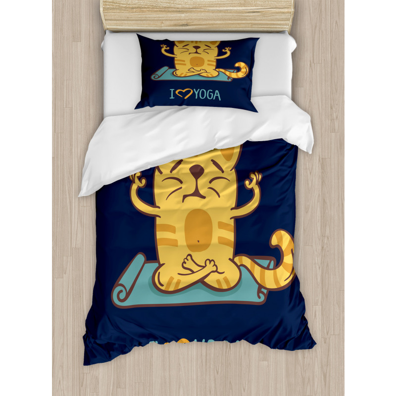 Cat Lotus Position Duvet Cover Set