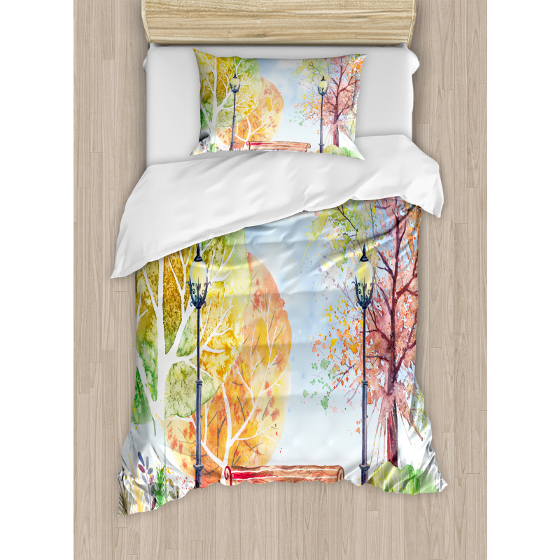 Autumn Park Tree Lantern Duvet Cover Set