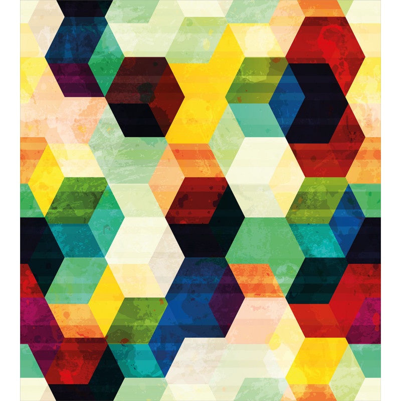 Rhombus Pattern Grunge Duvet Cover Set