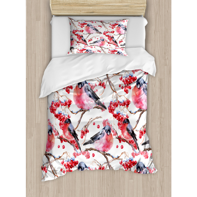 Birds Branches Berries Duvet Cover Set