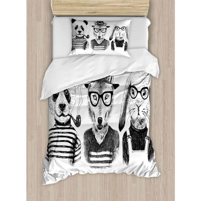 Hipster Panda Cigar Fox Duvet Cover Set