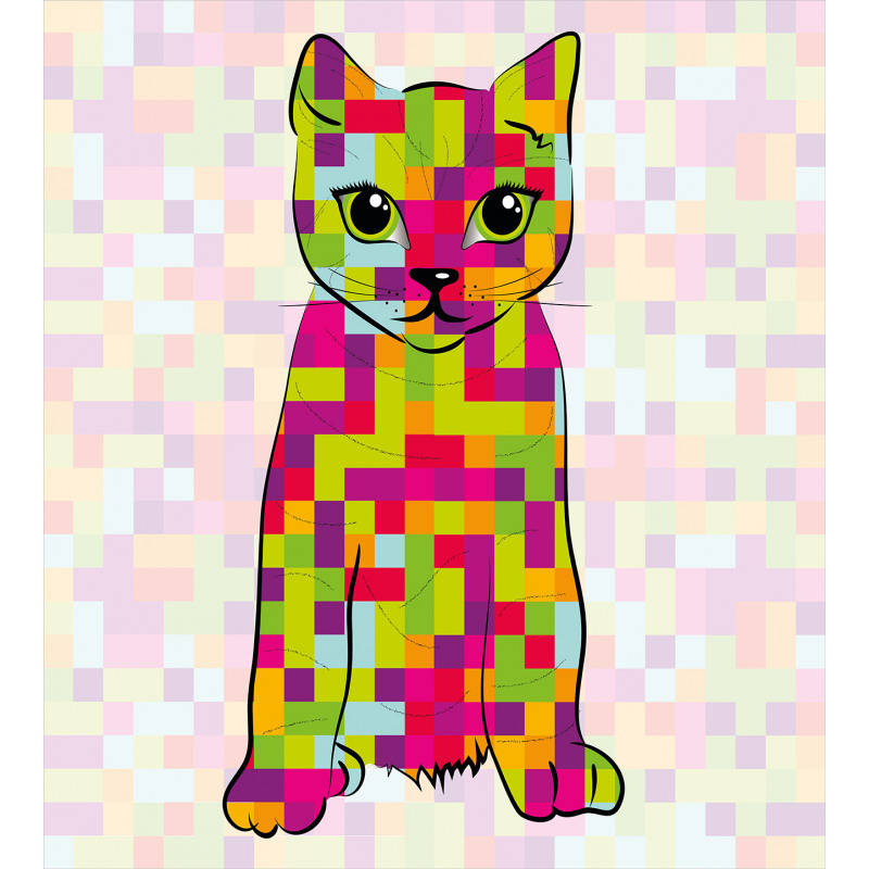 Cat Digital Colors Duvet Cover Set