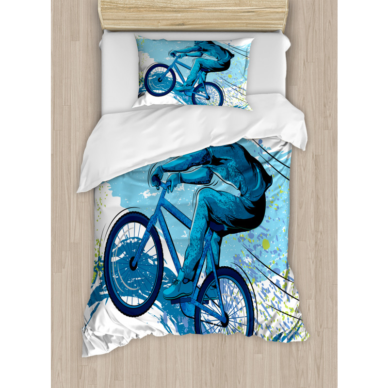 Bicyclist Color Splashes Duvet Cover Set