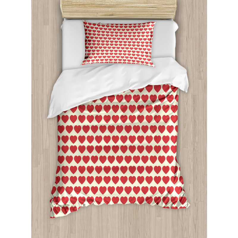 Vibrant Red Hearts Duvet Cover Set