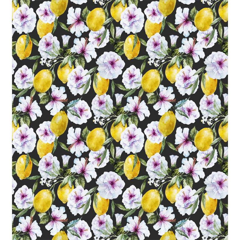 Hibiscus Petals Lemons Duvet Cover Set