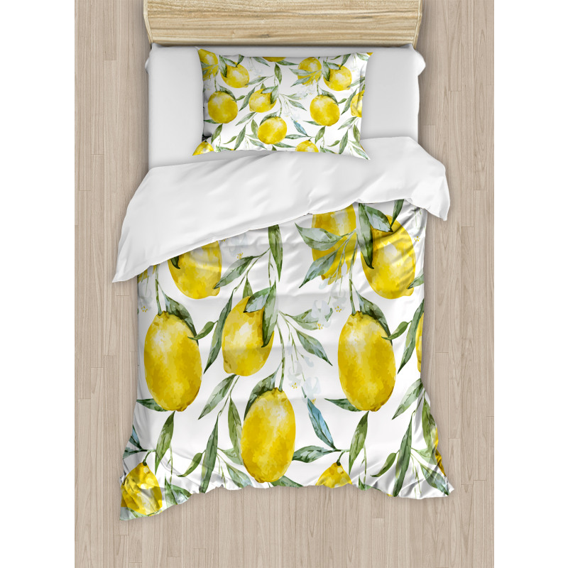 Vibrant Citrus Plants Duvet Cover Set