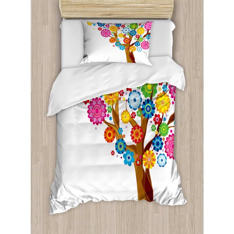 Tree Vibrant Blooms Duvet Cover Set