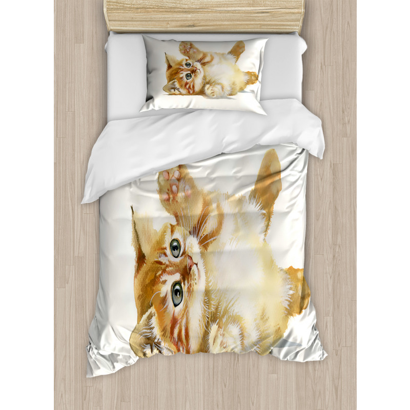 Cat Playing with Feather Duvet Cover Set