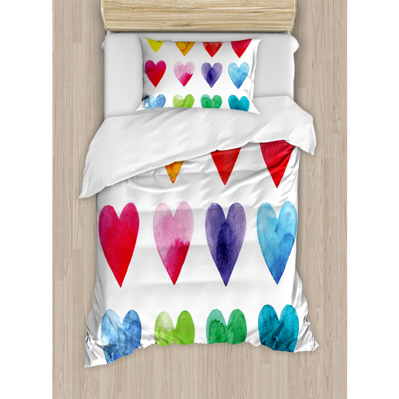 Rainbow Colors Hearts Duvet Cover Set