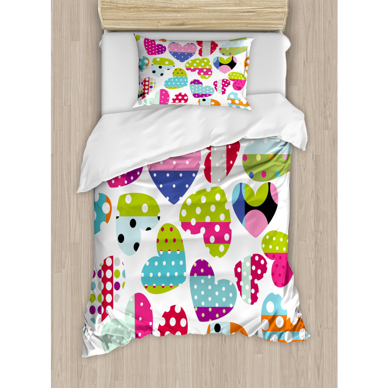 Heart Patches and Dots Duvet Cover Set