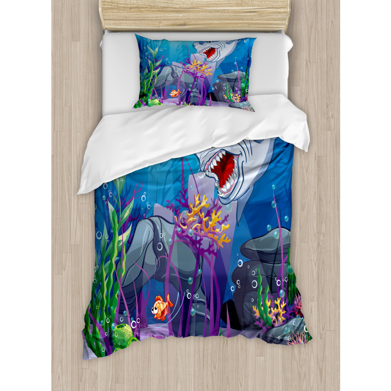 Evil Shark Little Fish Duvet Cover Set