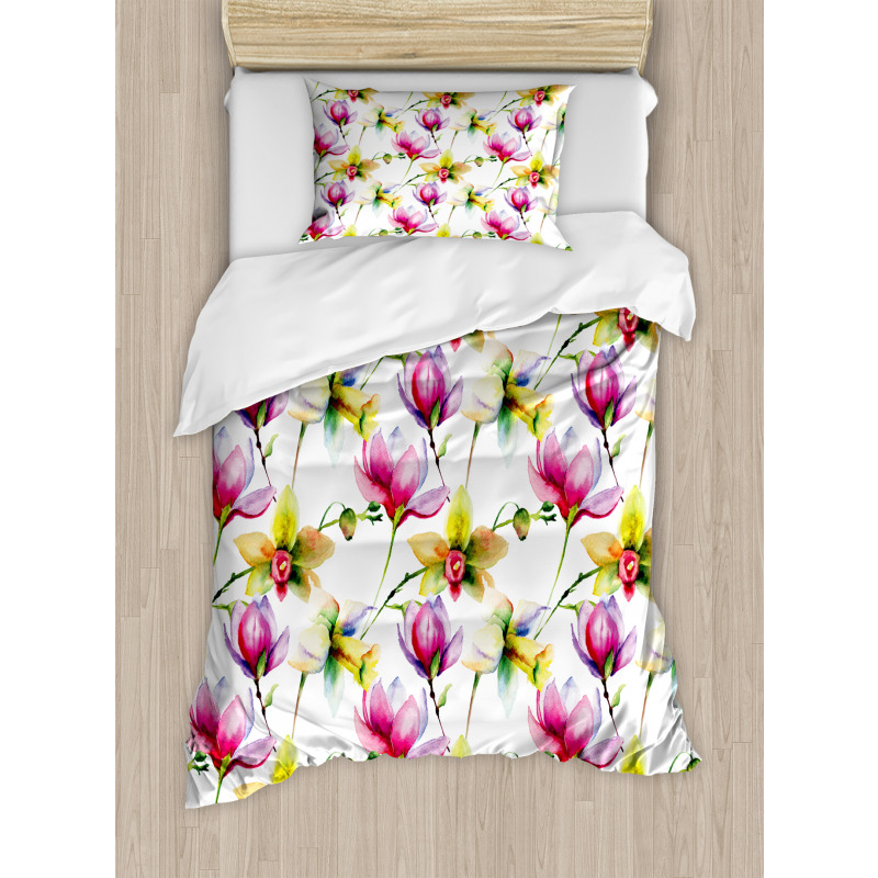 Vibrant Magnolia Flower Duvet Cover Set