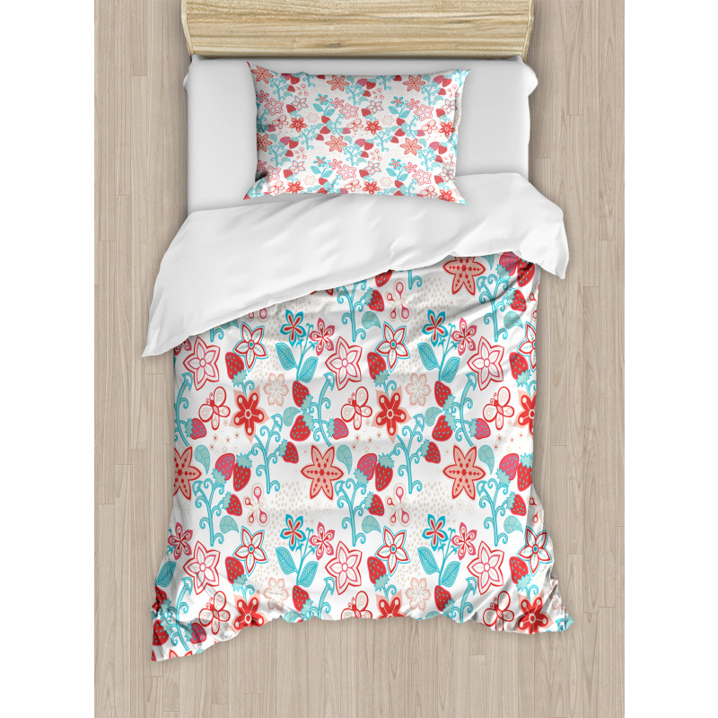 Flowers Berries Duvet Cover Set