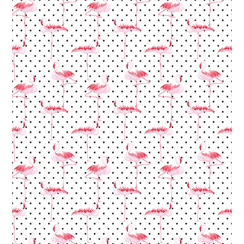 Flamingo Birds Polka Dots Duvet Cover Set