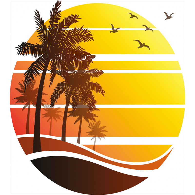 Beach Palm Trees Birds Duvet Cover Set