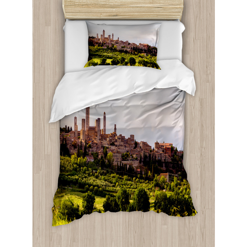 Medieval City in Italy Duvet Cover Set