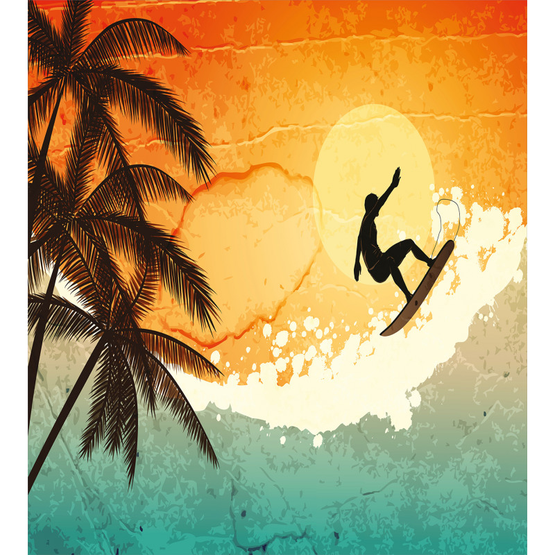 Surfer Sea Palms Sunset Duvet Cover Set