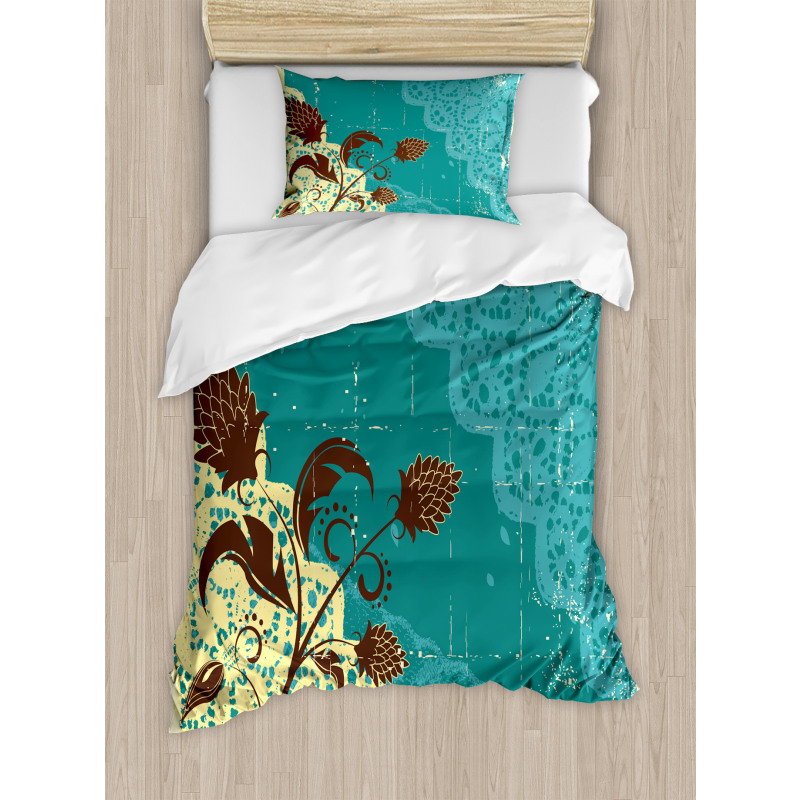 Flower on Lacework Aged Duvet Cover Set