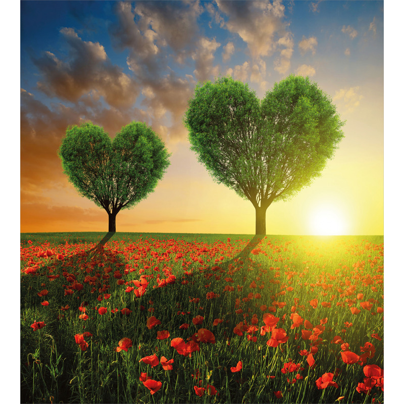 Poppies Heart Trees Duvet Cover Set