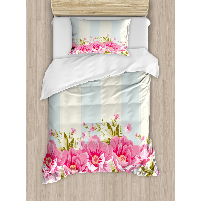 Pink Peony Border Tile Duvet Cover Set