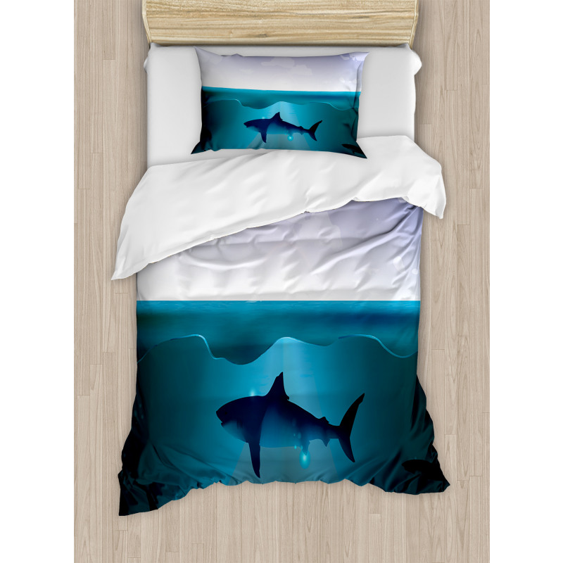 Wild Sharks in Sea Duvet Cover Set