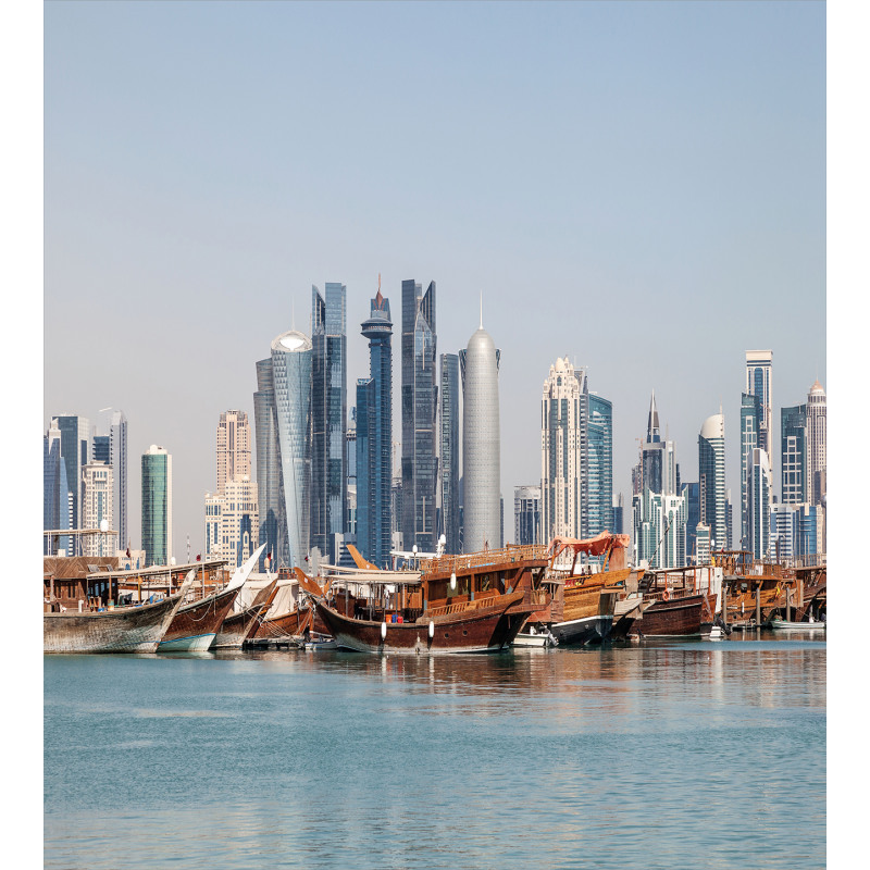 Qatar City Dhow Ships Duvet Cover Set