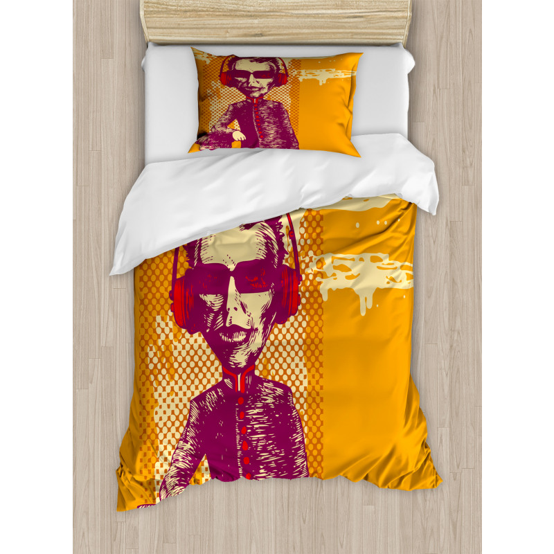 Grotesque Man Headphones Duvet Cover Set