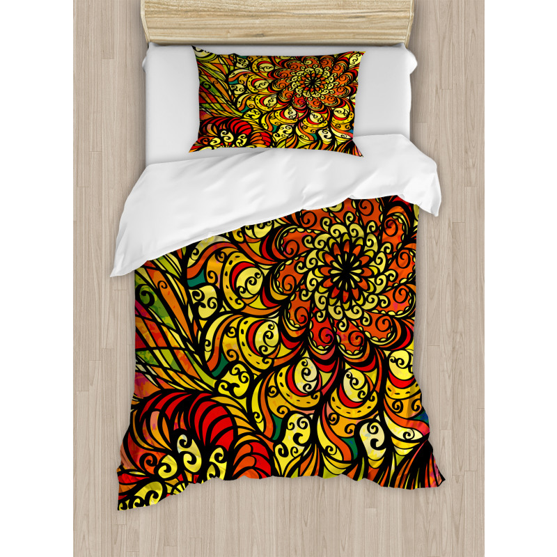 Abstract Curly Floral Duvet Cover Set