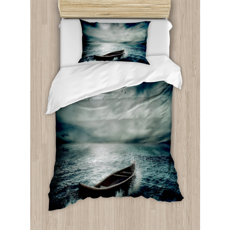 Boat in Ocean Duvet Cover Set