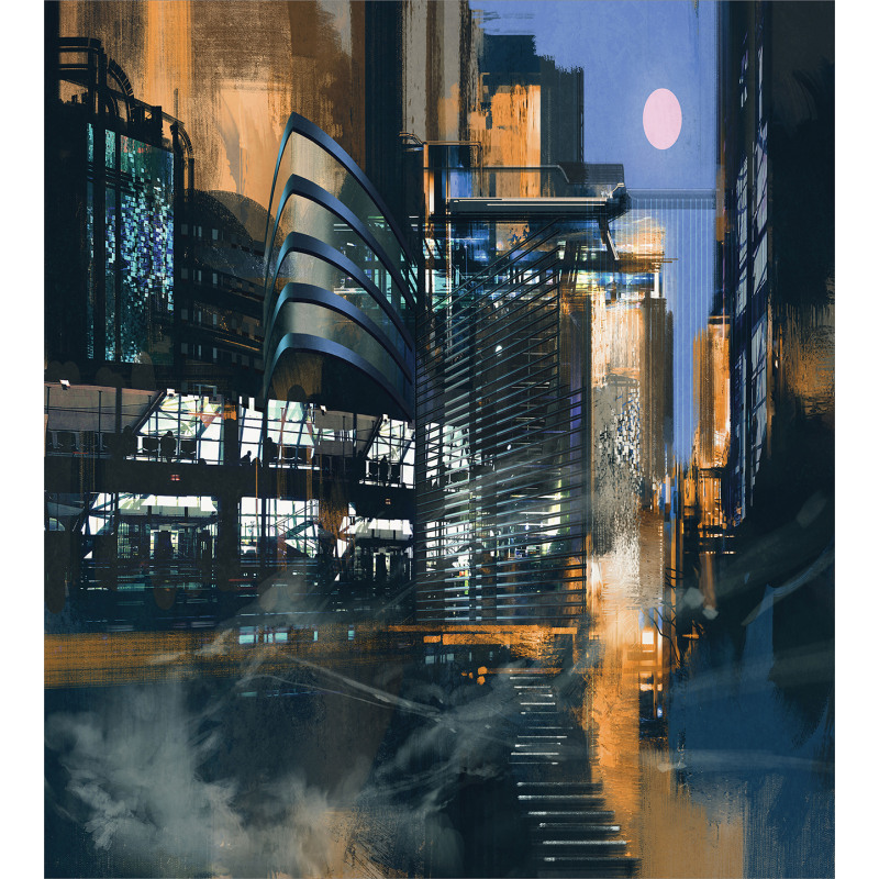 Cyberpunk Cityscape Duvet Cover Set