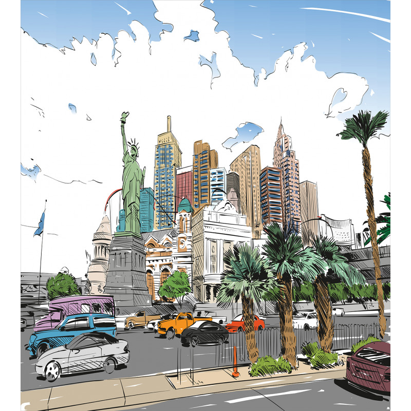 Las Vegas Street Sketchy Duvet Cover Set