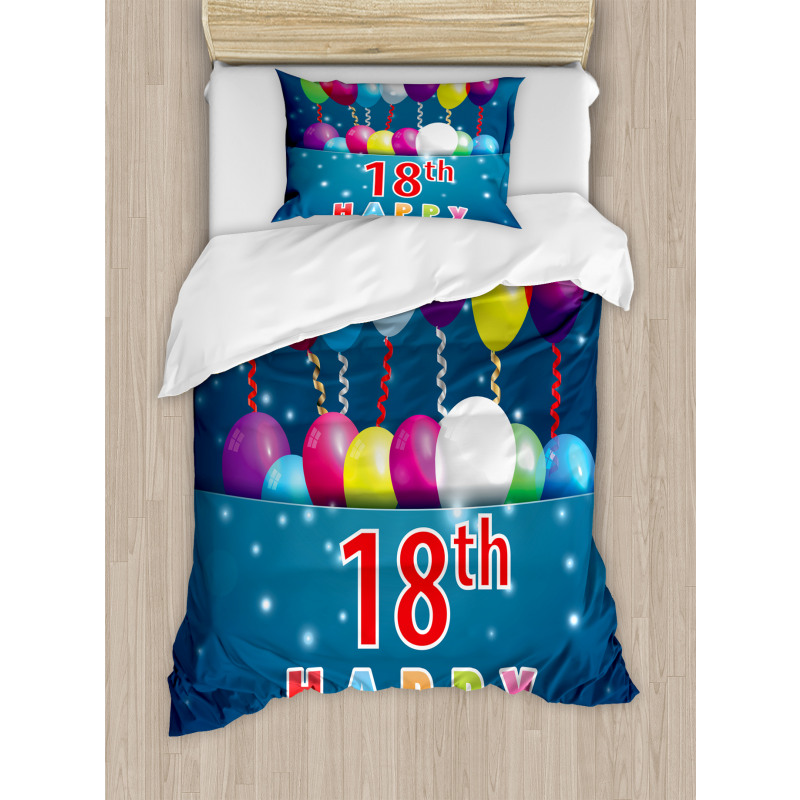 18 Birthday Balloons Duvet Cover Set