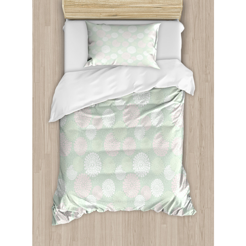 Pastel Dahlia Blossoms Duvet Cover Set