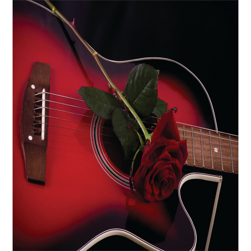 Guitar with Love Rose Duvet Cover Set