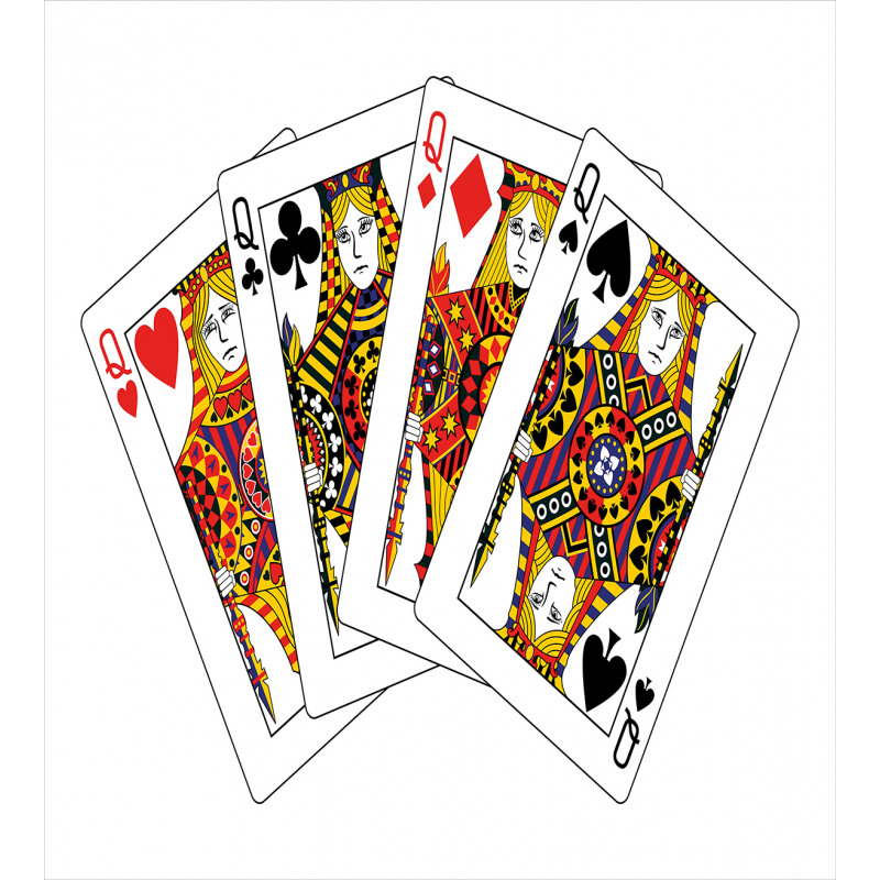 Queens Poker Play Cards Duvet Cover Set