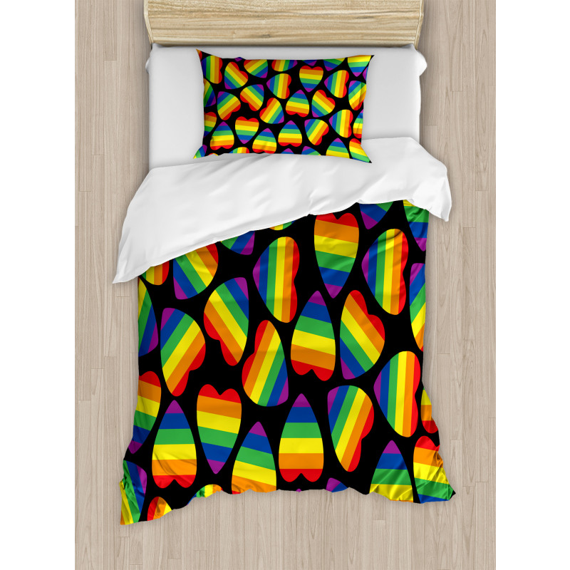 Hearts Gay Pride Flag Duvet Cover Set