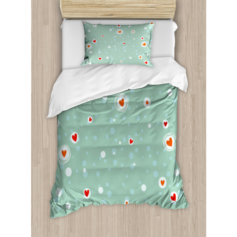 Sketch Circles and Hearts Duvet Cover Set