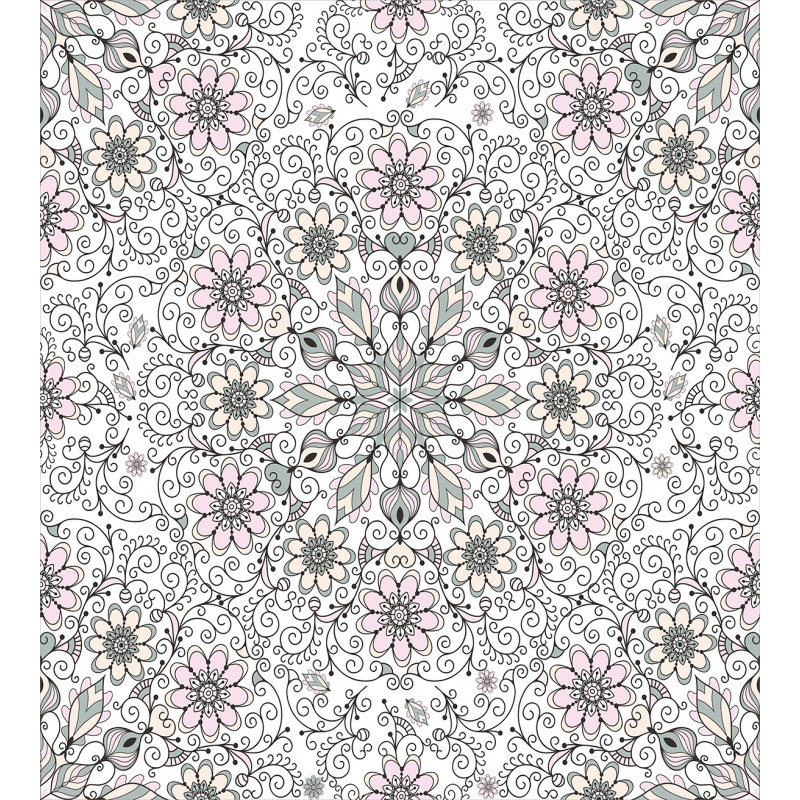 Flower Swirls Doily Style Duvet Cover Set
