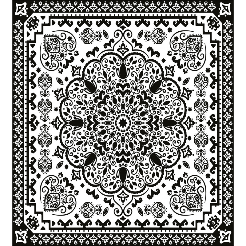 Lace Paisley Black Mehndi Duvet Cover Set