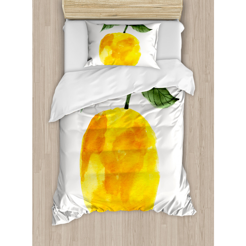 Watercolor Lemon Duvet Cover Set