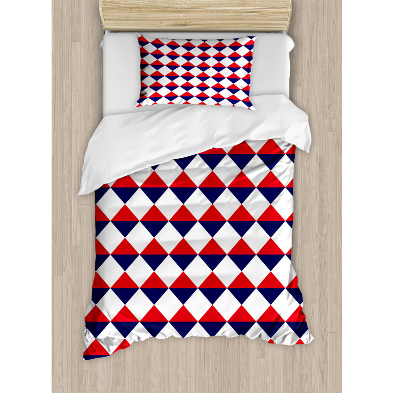 Red Half Triangles Duvet Cover Set