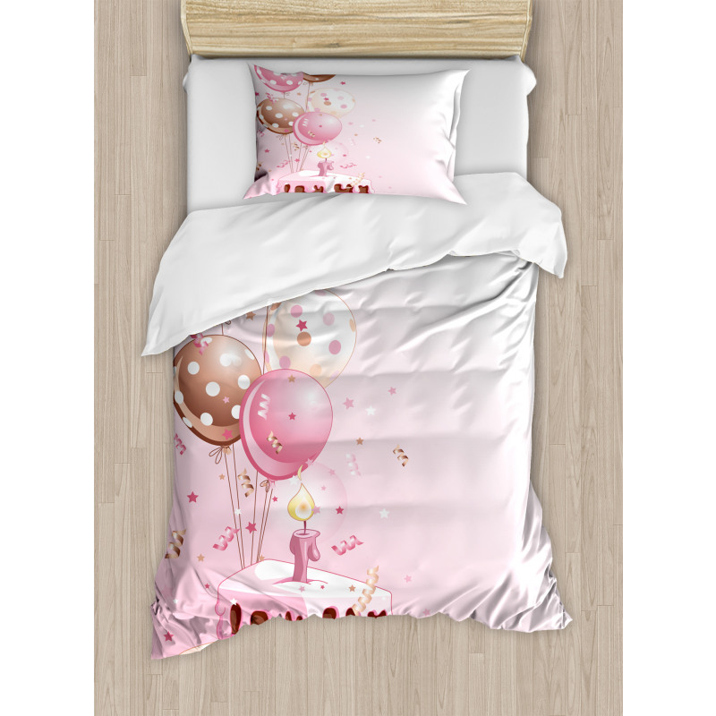 Strawberry Cake Balloons Duvet Cover Set