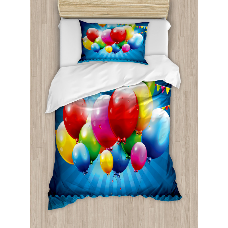 Vibrant Colored Balloons Duvet Cover Set