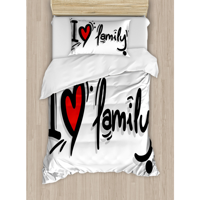 I Heart Family Pictogram Duvet Cover Set