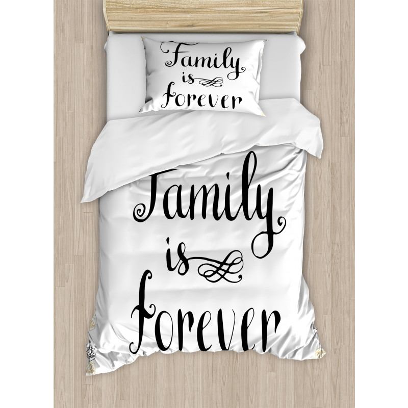 Family Words Ink Sketch Duvet Cover Set