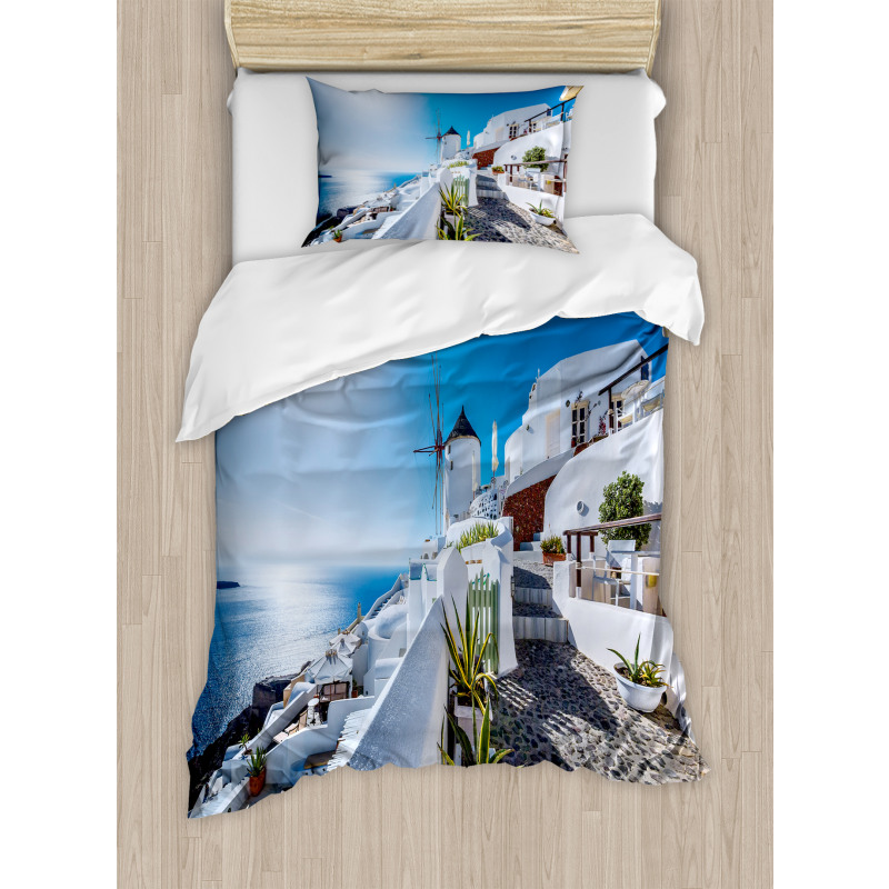 Oia Village in Santorini Duvet Cover Set